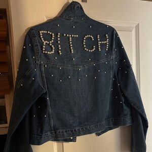 L’abeye Pearl Embellished Denim Jacket